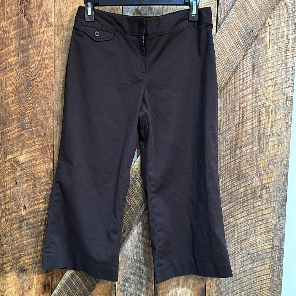 Ann Taylor wide leg capri pants brown size 2